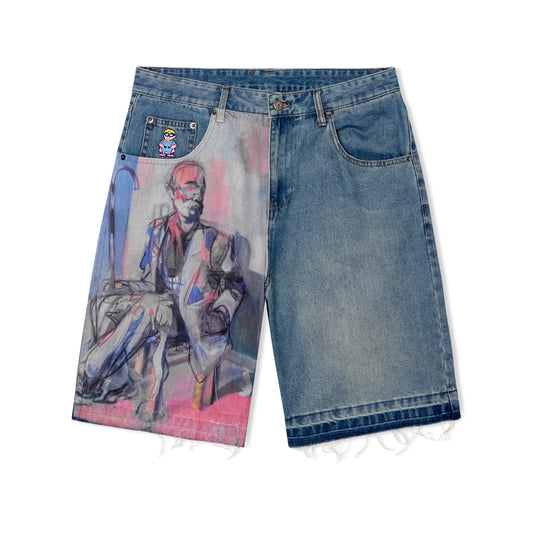 Painted Panel Shorts [Light Wash]